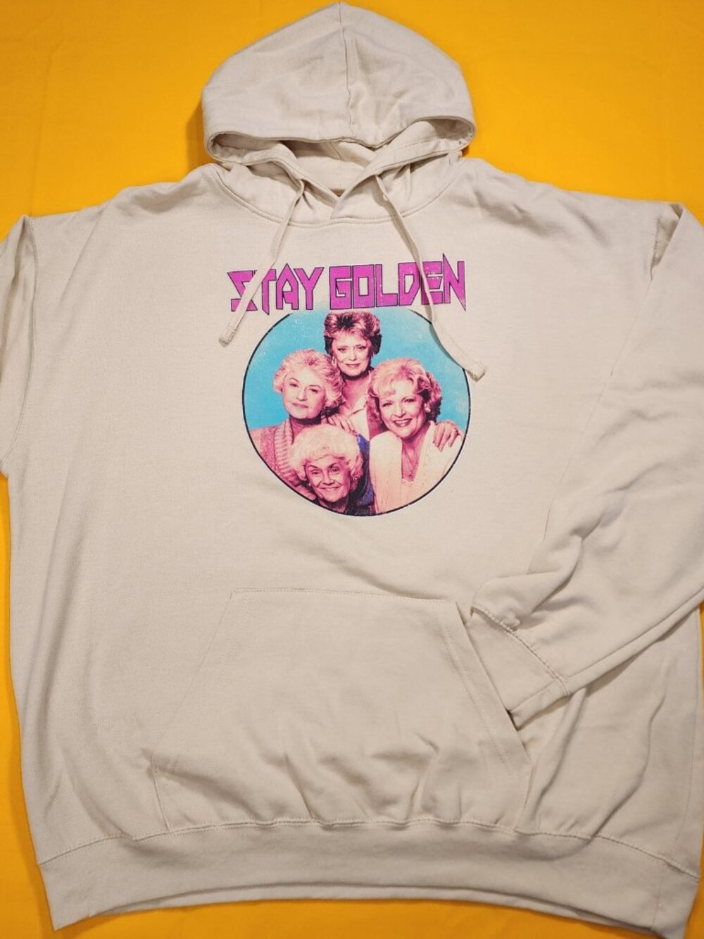 The Golden Girls Pull Over Hoodie Beige Sweatshirt Stay Golden Graphic 2XL
